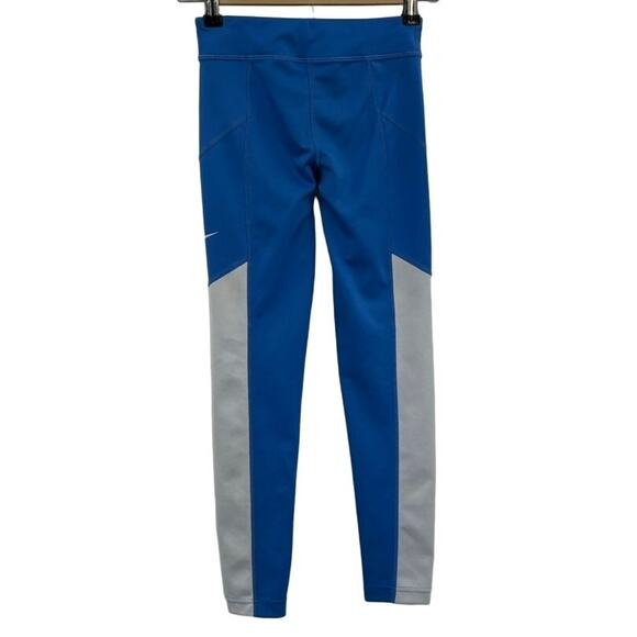 Nike Dri-Fit Blue and White Colorblock Kids Leggings Size M - Picture 2 of 13